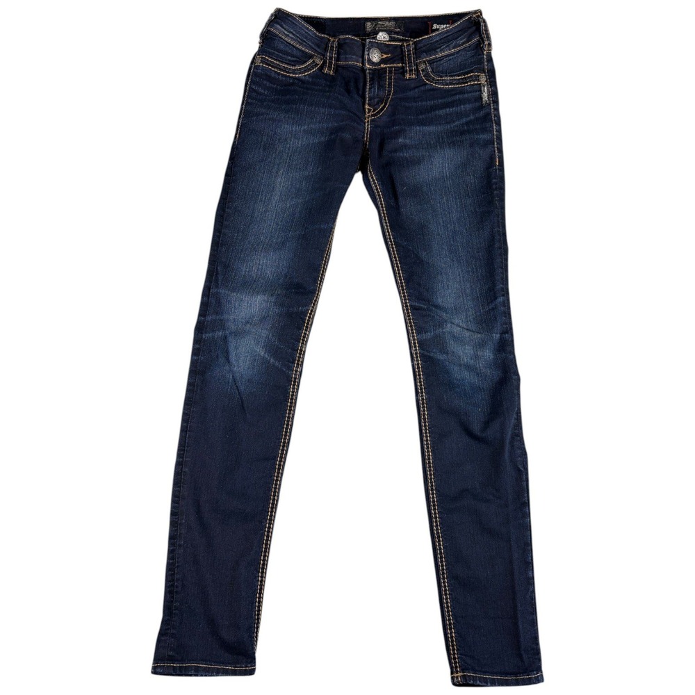 Silver Jeans Suki Mid Super Skinny Women 27x31 Dark Wash Premium Stretch Y2K